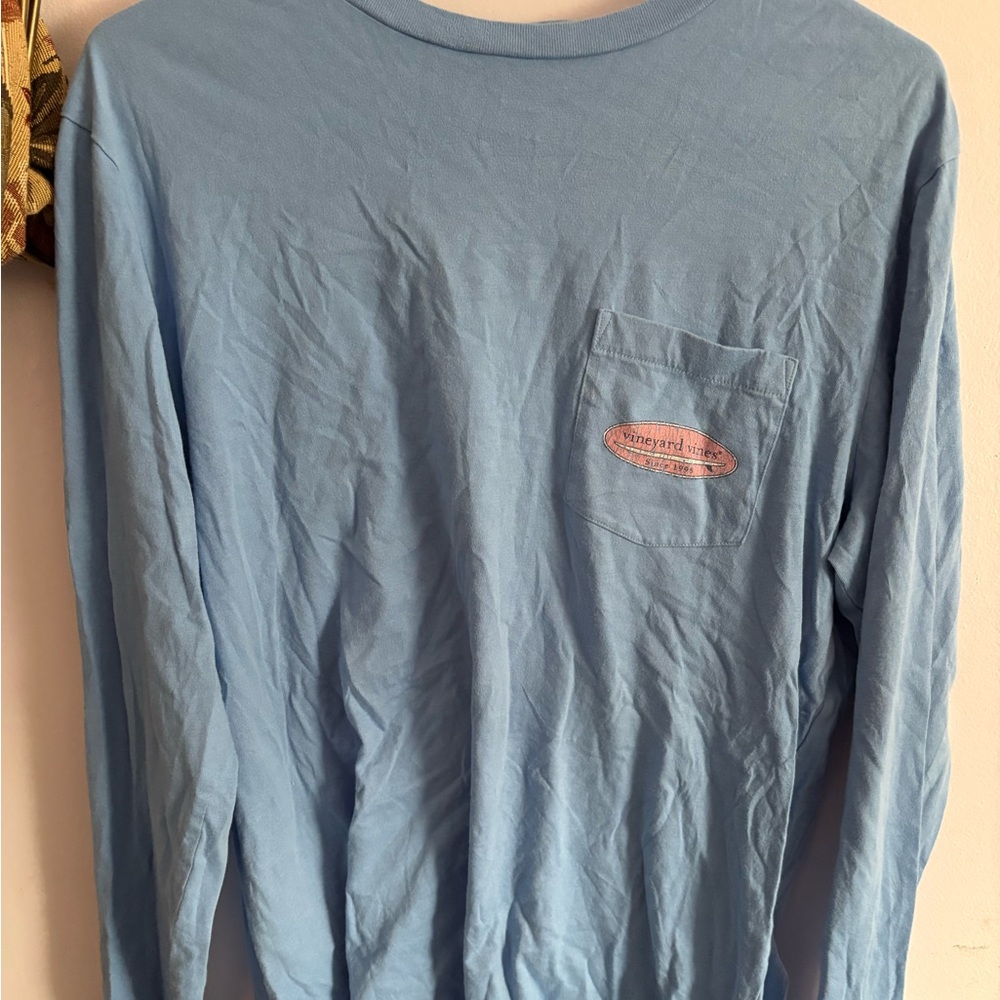Vineyard Vines Light Blue Long-Sleeve Pocket Tee